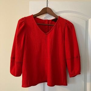 Current air Anthropologie Red Lantern Sleeve Top, XS